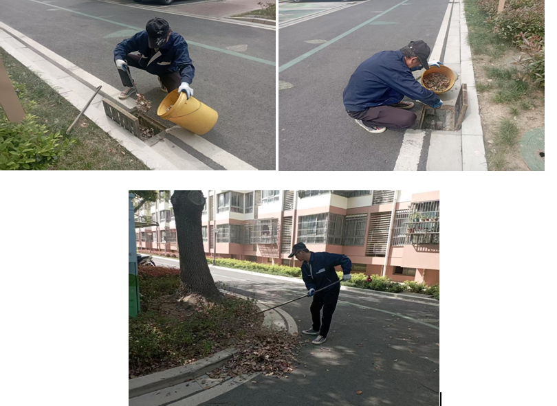 扫落叶疏管道，物业人的风雨担当